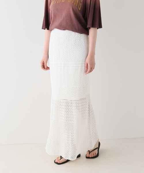 plage（プラージュ）の「COTTON HEMP KINIT LACE スカート