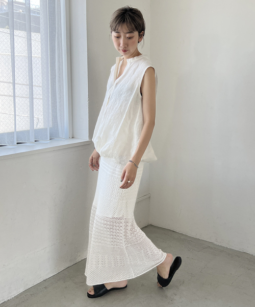 【新品未使用】plage COTTON HEMP KINIT LACE スカート plage（プラージュ）の「COTTON HEMP KINIT LACE スカート
