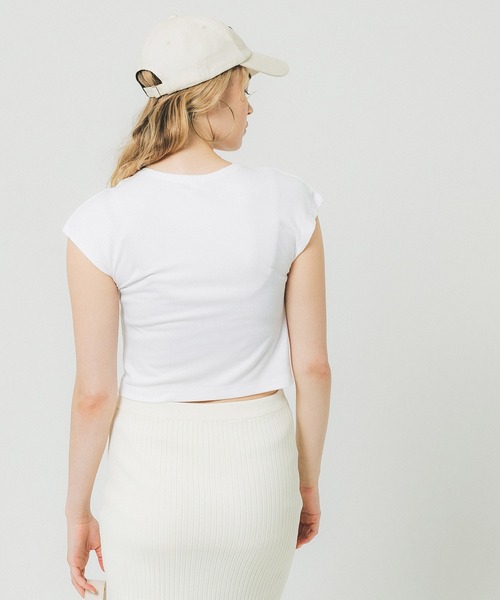 coca（coca）（コカ）の「とろみクロップドクルーネックT（Tシャツ/カットソー・レディース・ブラック/ホワイト・M/L）」の7枚目の写真