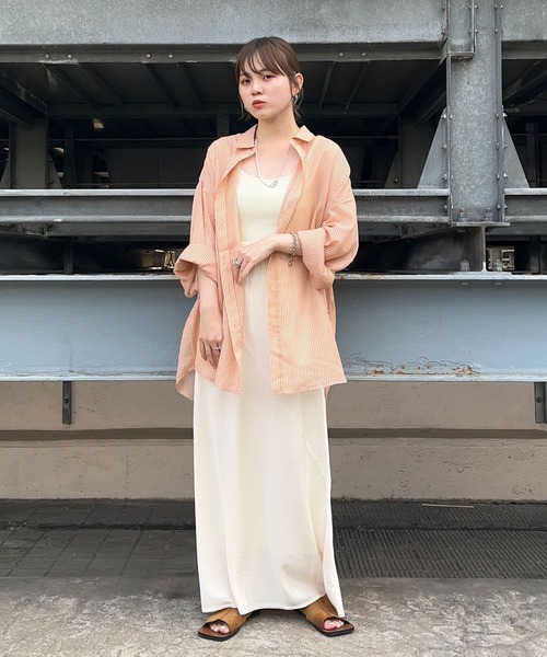 KBF（ケイビーエフ）の「ストライプBIGシャツ（シャツ/ブラウス・レディース・ブラウン系その他/ブルー系その他/オレンジ系その他・ONE）」の6枚目の写真