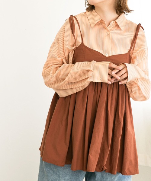 KBF（ケイビーエフ）の「ストライプBIGシャツ（シャツ/ブラウス・レディース・ブラウン系その他/ブルー系その他/オレンジ系その他・ONE）」の5枚目の写真