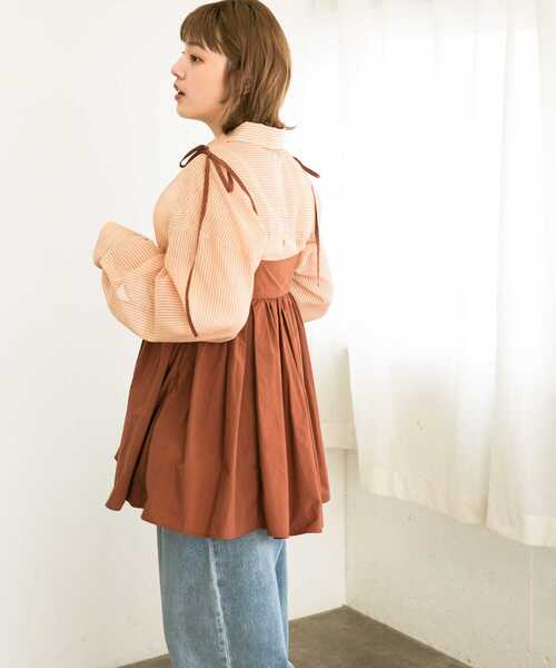 KBF（ケイビーエフ）の「ストライプBIGシャツ（シャツ/ブラウス・レディース・ブラウン系その他/ブルー系その他/オレンジ系その他・ONE）」の14枚目の写真