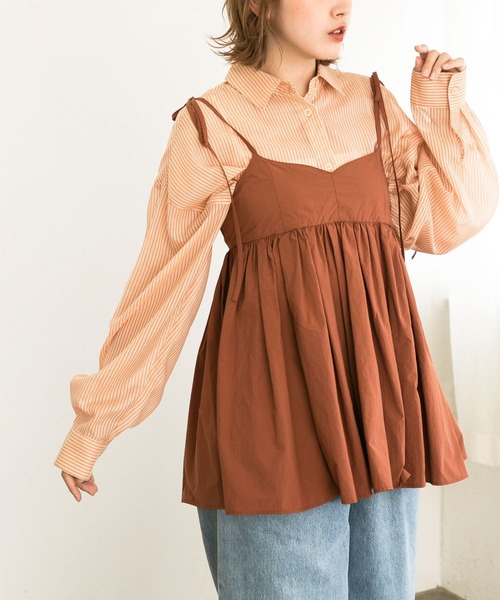 KBF（ケイビーエフ）の「ストライプBIGシャツ（シャツ/ブラウス・レディース・ブラウン系その他/ブルー系その他/オレンジ系その他・ONE）」の17枚目の写真