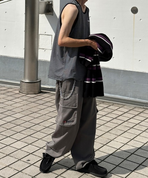 Perushu（ペルーシュ）の「ボーダータンクトップ（タンクトップ・メンズ・ブラック/ネイビー/ライトブラウン/グレイッシュベージュ・MEDIUM/LARGE）」の12枚目の写真