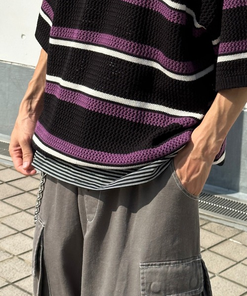 Perushu（ペルーシュ）の「ボーダータンクトップ（タンクトップ・メンズ・ブラック/ネイビー/ライトブラウン/グレイッシュベージュ・MEDIUM/LARGE）」の14枚目の写真