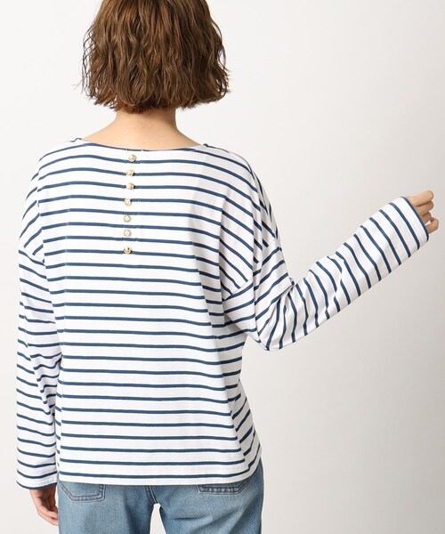 grove（グローブ）の「◆バックボタン ボーダープルオーバー（Tシャツ/カットソー・レディース・ブルー系2/ネイビー系2/ブラック系2・03/02/01/04/05）」の3枚目の写真
