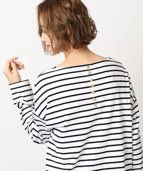 grove（グローブ）の「◆バックボタン ボーダープルオーバー（Tシャツ/カットソー・レディース・ブルー系2/ネイビー系2/ブラック系2・03/02/01/04/05）」の9枚目の写真