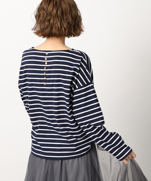 grove（グローブ）の「◆バックボタン ボーダープルオーバー（Tシャツ/カットソー・レディース・ブルー系2/ネイビー系2/ブラック系2・03/02/01/04/05）」の15枚目の写真