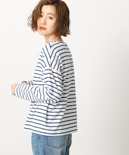 grove（グローブ）の「◆バックボタン ボーダープルオーバー（Tシャツ/カットソー・レディース・ブルー系2/ネイビー系2/ブラック系2・03/02/01/04/05）」の22枚目の写真