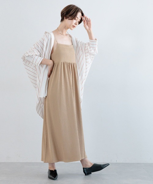 LEPSIM（レプシィム）の「フクレジャガード切り替えキャミワンピース　971938（ワンピース・レディース・ブルー/ベージュ/ブラック・FREE）」の6枚目の写真