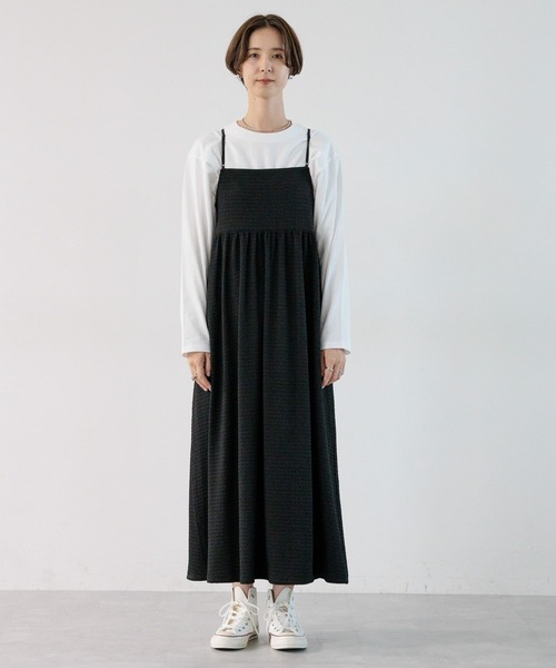 LEPSIM（レプシィム）の「フクレジャガード切り替えキャミワンピース　971938（ワンピース・レディース・ブルー/ベージュ/ブラック・FREE）」の9枚目の写真