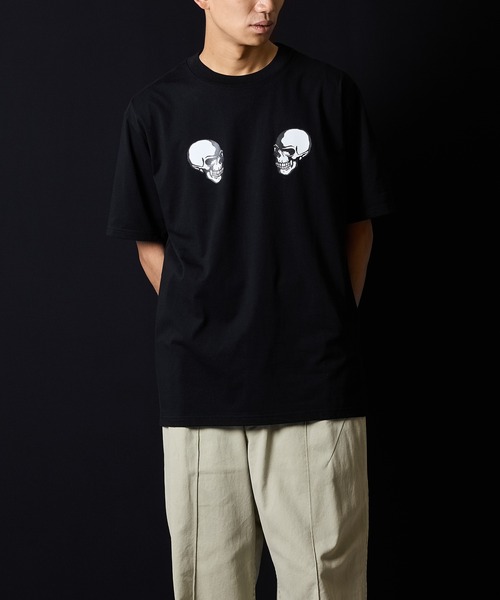 SKULL #2 T-SHIRT / フロントスカルモチーフ & アイスホッケーバック
