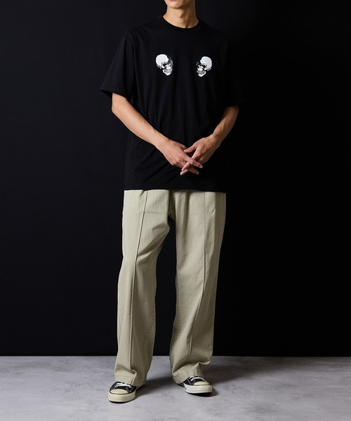 SKULL #2 T-SHIRT / フロントスカルモチーフ & アイスホッケーバック