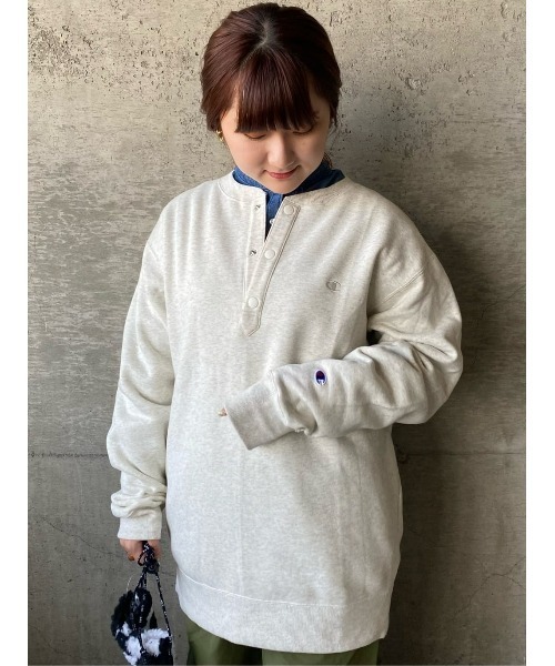 セール】【Champion】裏起毛ハーフスナップスウェット（スウェット