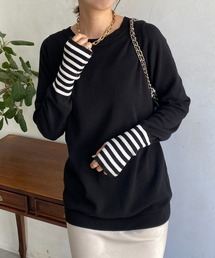 【WEB限定】 フィンガーボーダー切替ニット