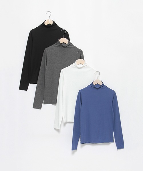 petit main LIEN(プティマインリアン)の「【LIEN】ボトルネックインナー(Tシャツ/カットソー・レディース・ブラック/ブルー/オフホワイト/チャコール・FREE)」の9枚目の写真