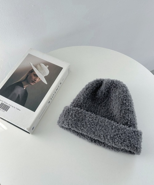 un+frame（アンフレーム）の「poodle knit cap／プードルファーニットキャップ/ビーニー（ニットキャップ/ビーニー・レディース・ブラック/ブラウン/レッド/ベージュ/グレー・FREE）」の3枚目の写真