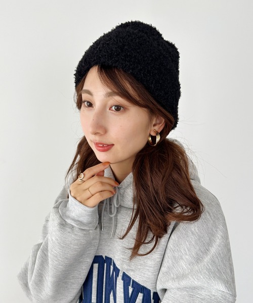 un+frame（アンフレーム）の「poodle knit cap／プードルファーニットキャップ/ビーニー（ニットキャップ/ビーニー・レディース・ブラック/ブラウン/レッド/ベージュ/グレー・FREE）」の7枚目の写真