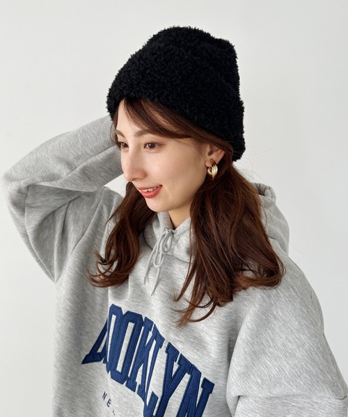 un+frame（アンフレーム）の「poodle knit cap／プードルファーニットキャップ/ビーニー（ニットキャップ/ビーニー・レディース・ブラック/ブラウン/レッド/ベージュ/グレー・FREE）」の9枚目の写真
