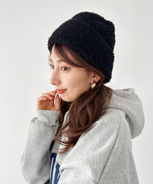 un+frame（アンフレーム）の「poodle knit cap／プードルファーニットキャップ/ビーニー（ニットキャップ/ビーニー・レディース・ブラック/ブラウン/レッド/ベージュ/グレー・FREE）」の8枚目の写真