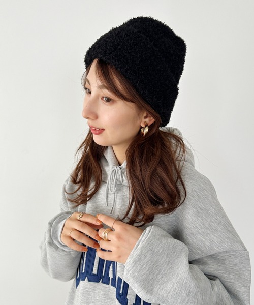 un+frame（アンフレーム）の「poodle knit cap／プードルファーニットキャップ/ビーニー（ニットキャップ/ビーニー・レディース・ブラック/ブラウン/レッド/ベージュ/グレー・FREE）」の10枚目の写真