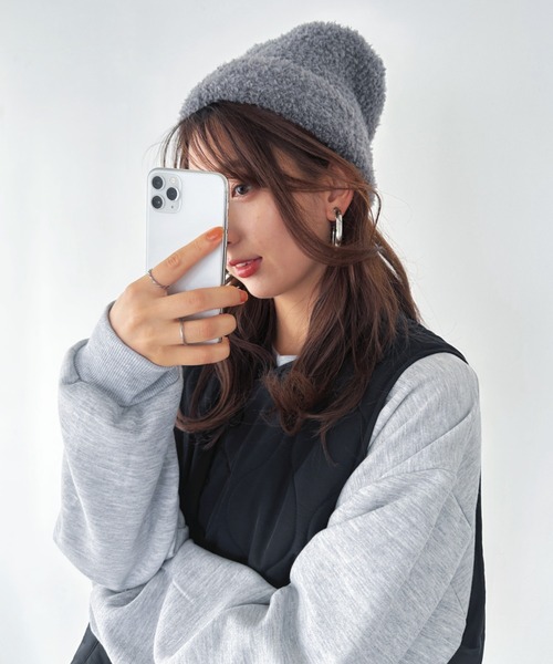 un+frame（アンフレーム）の「poodle knit cap／プードルファーニットキャップ/ビーニー（ニットキャップ/ビーニー・レディース・ブラック/ブラウン/レッド/ベージュ/グレー・FREE）」の16枚目の写真