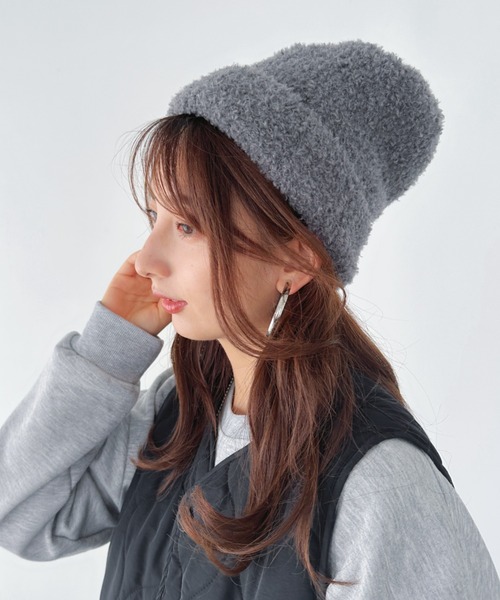 un+frame（アンフレーム）の「poodle knit cap／プードルファーニットキャップ/ビーニー（ニットキャップ/ビーニー・レディース・ブラック/ブラウン/レッド/ベージュ/グレー・FREE）」の15枚目の写真