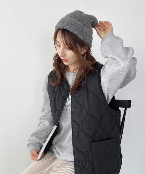 un+frame（アンフレーム）の「poodle knit cap／プードルファーニットキャップ/ビーニー（ニットキャップ/ビーニー・レディース・ブラック/ブラウン/レッド/ベージュ/グレー・FREE）」の17枚目の写真