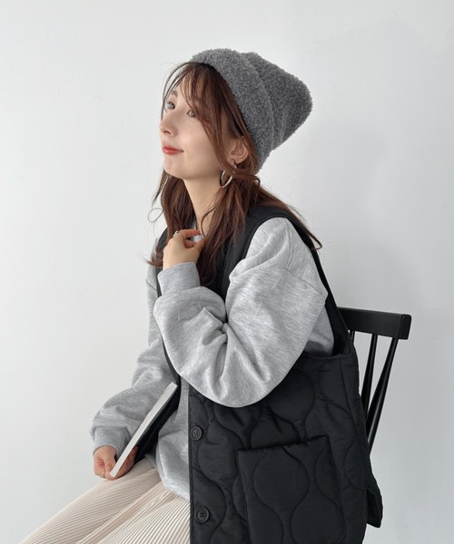 un+frame（アンフレーム）の「poodle knit cap／プードルファーニットキャップ/ビーニー（ニットキャップ/ビーニー・レディース・ブラック/ブラウン/レッド/ベージュ/グレー・FREE）」の18枚目の写真