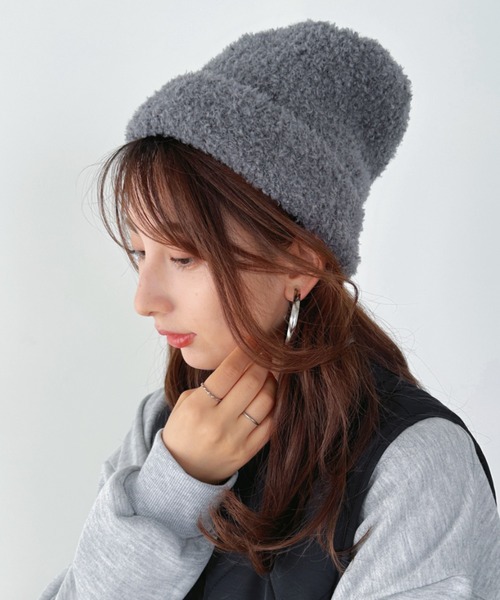 un+frame（アンフレーム）の「poodle knit cap／プードルファーニットキャップ/ビーニー（ニットキャップ/ビーニー・レディース・ブラック/ブラウン/レッド/ベージュ/グレー・FREE）」の12枚目の写真