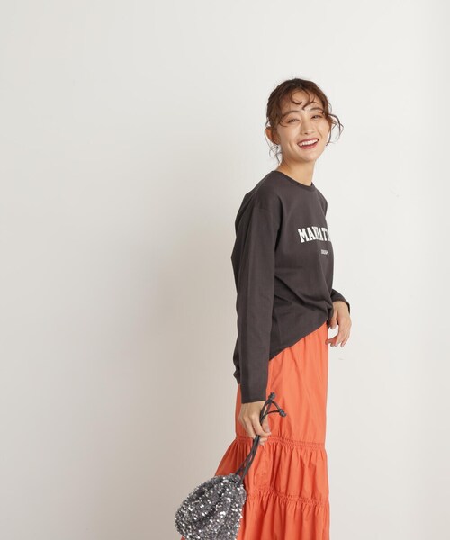 N.（N. Natural Beauty Basic）（エヌエヌナチュラルビューティーベーシック）の「◆カレッジロゴロンＴ（Tシャツ/カットソー・レディース・ホワイト/ホワイト系その他/スミクロ・MEDIUM）」の6枚目の写真