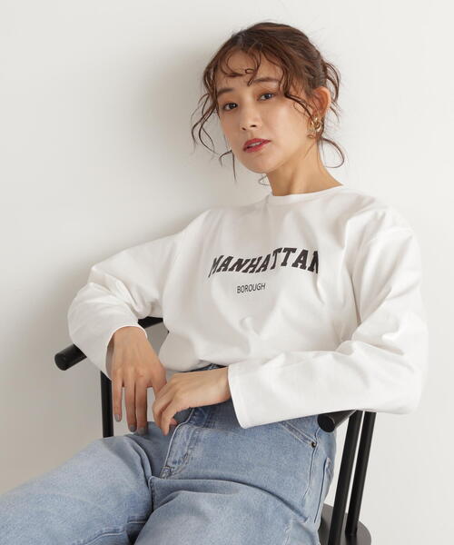 N.（N. Natural Beauty Basic）（エヌエヌナチュラルビューティーベーシック）の「◆カレッジロゴロンＴ（Tシャツ/カットソー・レディース・ホワイト/ホワイト系その他/スミクロ・MEDIUM）」の7枚目の写真