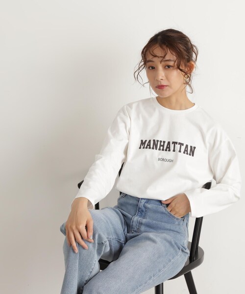 N.（N. Natural Beauty Basic）（エヌエヌナチュラルビューティーベーシック）の「◆カレッジロゴロンＴ（Tシャツ/カットソー・レディース・ホワイト/ホワイト系その他/スミクロ・MEDIUM）」の8枚目の写真