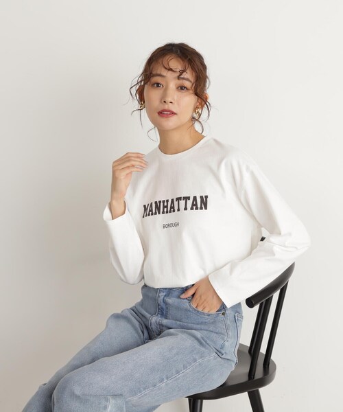 N.（N. Natural Beauty Basic）（エヌエヌナチュラルビューティーベーシック）の「◆カレッジロゴロンＴ（Tシャツ/カットソー・レディース・ホワイト/ホワイト系その他/スミクロ・MEDIUM）」の9枚目の写真