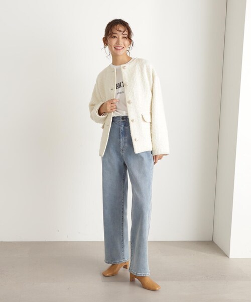 N.（N. Natural Beauty Basic）（エヌエヌナチュラルビューティーベーシック）の「◆カレッジロゴロンＴ（Tシャツ/カットソー・レディース・ホワイト/ホワイト系その他/スミクロ・MEDIUM）」の14枚目の写真