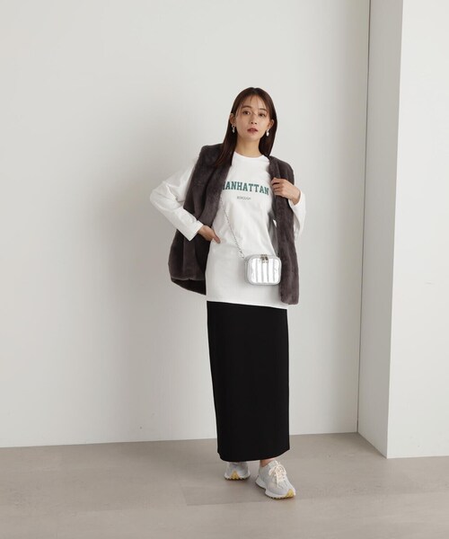 N.（N. Natural Beauty Basic）（エヌエヌナチュラルビューティーベーシック）の「◆カレッジロゴロンＴ（Tシャツ/カットソー・レディース・ホワイト/ホワイト系その他/スミクロ・MEDIUM）」の19枚目の写真