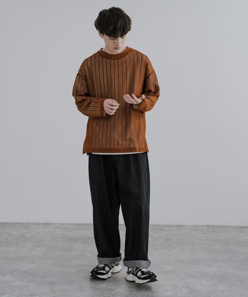 Rocky Monroe(ロッキーモンロー)の「オーバーサイズ メッシュレイヤード 長袖Tシャツ(アンサンブル・メンズ・ブラック/ブラウン/ベージュ・L/M)」の11枚目の写真