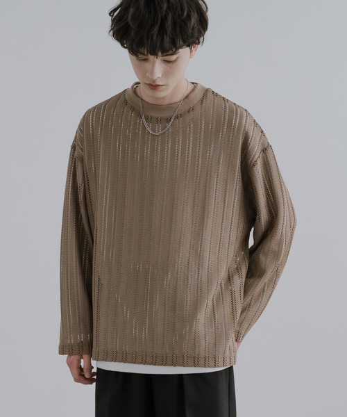 Rocky Monroe(ロッキーモンロー)の「オーバーサイズ メッシュレイヤード 長袖Tシャツ(アンサンブル・メンズ・ブラック/ブラウン/ベージュ・L/M)」の13枚目の写真