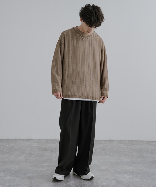 Rocky Monroe(ロッキーモンロー)の「オーバーサイズ メッシュレイヤード 長袖Tシャツ(アンサンブル・メンズ・ブラック/ブラウン/ベージュ・L/M)」の14枚目の写真