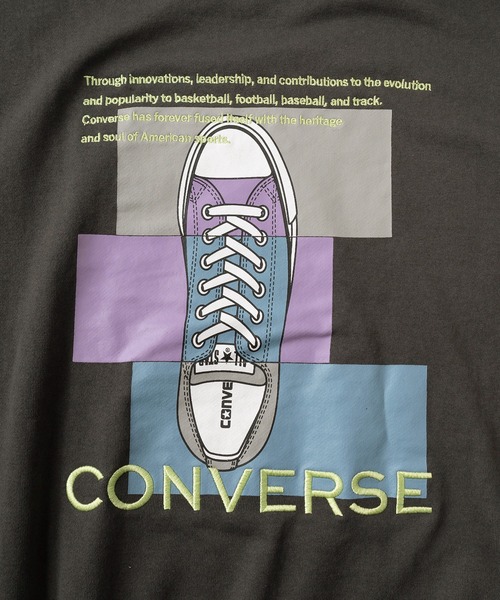 CONVERSE(コンバース)の「【CONVERSE/コンバース】ブランドネームワンポイントロゴ刺繍&ALL STAR スニーカーBIGプリントデザイン ワイドシルエット クルーネックスウェット/トレーナー(スウェット・レディース・スミクロ/ネイビー/グリーン/キャメル/オフホワイト/ヘザーグレー・M/L)」の12枚目の写真