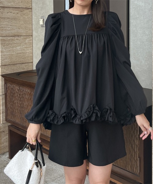 KOBE LETTUCE(コウベレタス)の「裾フリルブラウス(シャツ/ブラウス・レディース・オフホワイト/ブラック/ネイビー・M)」の3枚目の写真