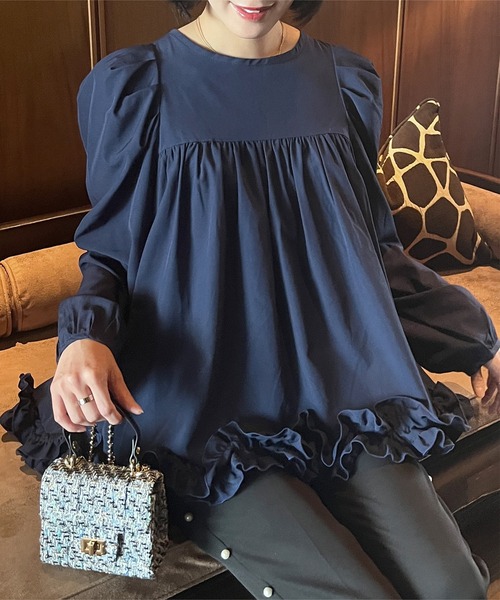 KOBE LETTUCE(コウベレタス)の「裾フリルブラウス(シャツ/ブラウス・レディース・オフホワイト/ブラック/ネイビー・M)」の7枚目の写真