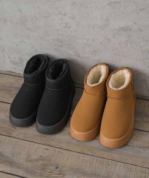 RETRO GIRL（レトロガール）の「厚底ショートムートン（その他シューズ・レディース・キャメル/ブラック・SMALL/MEDIUM/LARGE/X-LARGE）」の5枚目の写真