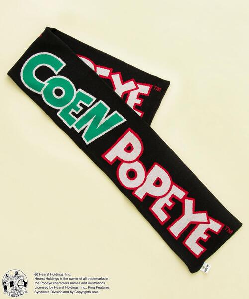 POPEYE（ポパイ）の「POPEYE（TM）×coenコラボ　ジャガードニットサッカーマフラー（マフラー・メンズ・ブラック/オフホワイト・FREE）」の8枚目の写真