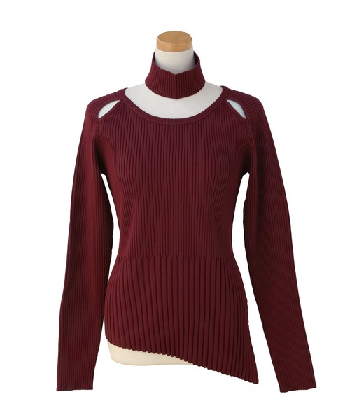 MIELI INVARIANT（ミエリインヴァリアント）の「Shoulder Hole Choker Knit（ニット/セーター・レディース・ブラック/バーガンディー・FREE）」の19枚目の写真