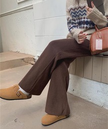 サイドケーブルラインニットセミワイドパンツ