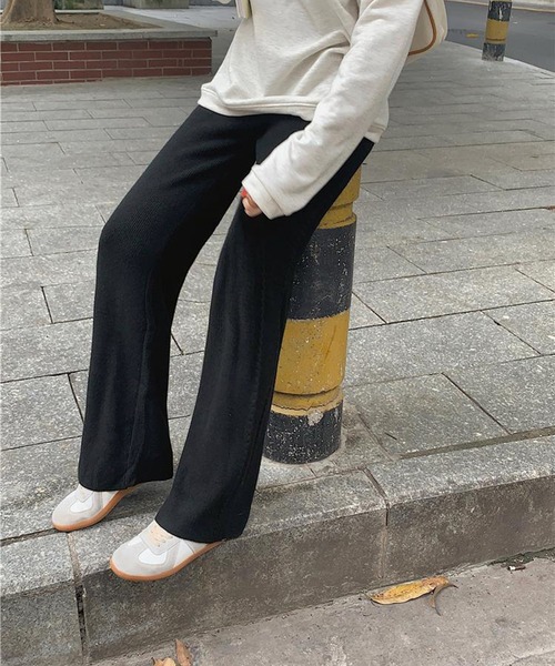 MILAE(ミレ)の「サイドケーブルラインニットセミワイドパンツ(その他パンツ・レディース・アイボリー/オートミール/ベージュ/ブラック/グレー/チャコールグレー/キャメル/ブラウン・FREE)」の11枚目の写真