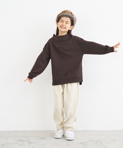 coca（coca）（コカ）の「キッズ 裏毛ハイネックトップス（スウェット・キッズ・ライトグレー/ブラウン・110/120/130/140）」の4枚目の写真