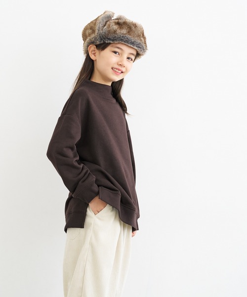 coca（coca）（コカ）の「キッズ 裏毛ハイネックトップス（スウェット・キッズ・ライトグレー/ブラウン・110/120/130/140）」の3枚目の写真
