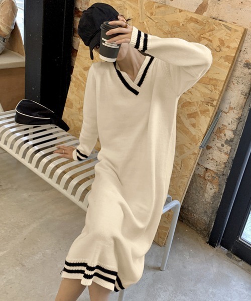 Miniministore(ミニミニストア)の「ニットワンピース ロング レディース秋冬(ワンピース・レディース・ブラック/ライトベージュ・フリー)」の19枚目の写真